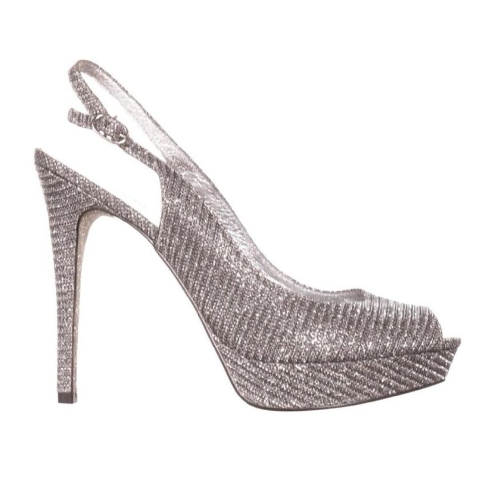 Adrianna Papell Rita Slingback Pewter Sparkle Heels Size 8M